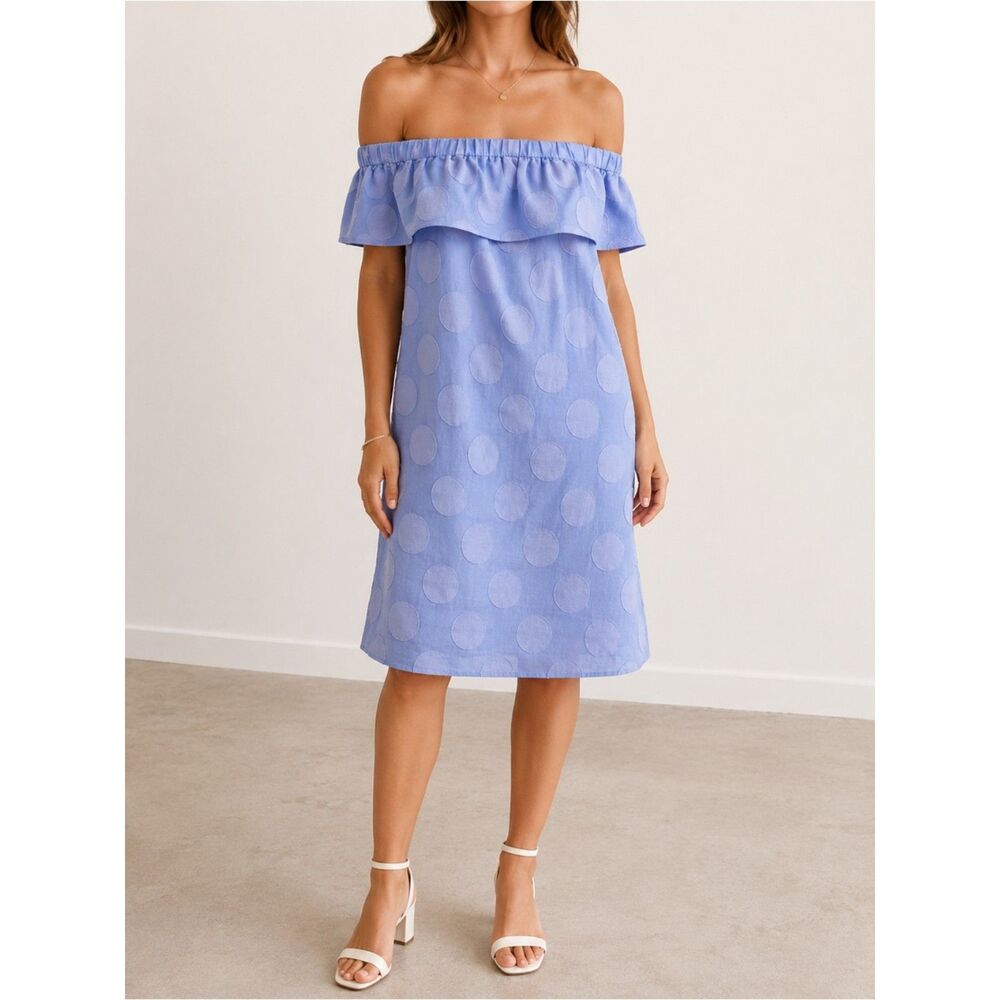 NWT Sail to Sable Hydrangea Jacquard Dot Off Shoulder Dress Women’s Size XS New